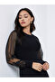 Black Lace Sleeve Knitted Sweater Midi Dress - 4