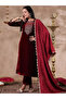 Maroon Velvet Kurta with Pants and Dupatta Set