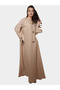 Beige Melange Wooden Button Maxi Jalabiya