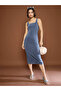 Blue Acid Wash Strappy Midi Dress - 6