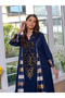 Graphic Print Thick Striped Detail Jalabiya - 4