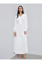 White Balloon Sleeve A-Line Maxi Dress - 2