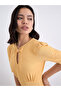 Women Beige Self Design Short Sleeves Sheath Midi Dress - 4