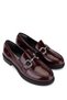 Women's Genuine Leather Claret Red Loafer Shoes - 3