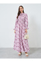 Floral Print Smocking Detail Maxi Dress