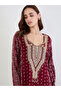 Maroon Printed Panel Embroidered Jalabiya - 4