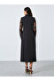 Black Lace Sleeve Blazer Midi Dress - 5