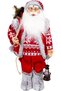New Year's Santa Claus, Carrying a Lantern, Red-Gray - 28X60 cm