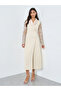 Cream Lace Sleeve Blazer Midi Dress - 2