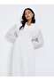 White Smocked Waist Midi Dress - 2