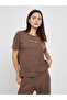Brown Ribbed T-Shirt and Long Pyjama Set - 3