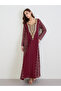Maroon Printed Panel Embroidered Jalabiya - 2