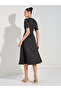 Lace Insert Sleeve Flared Midi Dress - 4