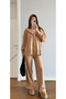 Camel Hooded Zippered Knitwear Suit - 0511