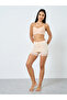 High Waist Seamless Shorts with Double Layer and Lace Detail - 2