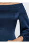 Navy Blue Off Shoulder Maxi Evening Dress - 3