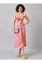 Marble Print Midi Dress with Bow Tie - 4