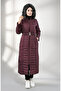 Hooded Quilted Coat 0813-04 Plum - 2