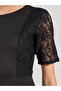 Lace Insert Sleeve Flared Midi Dress - 3