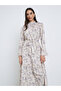 Beige Floral Printed Tie Waist Maxi Dress - 3