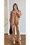 Camel Hooded Zippered Knitwear Suit - 0511 - 3