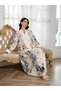 Floral Print Embellished Faux Pearl Detail Jalabiya