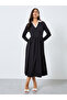 Black Midi Dress with Open Collar