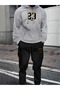 Unisex 23 Printed Hooded Sweatshirt and Jogger Sweatpants - Bottom Top Set - 2