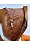 Quilted Detail Tan Color Women's Shoulder Bag - 4