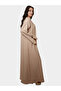 Beige Melange Wooden Button Maxi Jalabiya - 4