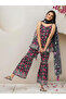 Black Floral Cotton Kurta with Pants and Dupatta Set
