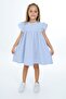 Girls' Textured Oversized Crew Neck Short Sleeve Shirred Dress
