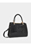 Croc Textured Double Top Handle Handbag