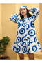 White Evil Eye Print Shirt Mini Dress