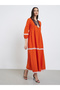 Orange Graphic Fringed Detail Elastic Cuffs Jalabiya - 2
