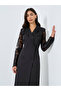 Black Lace Sleeve Blazer Midi Dress - 2