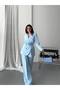 Women's Rose-Belted Palazzo Suit with Detailed Design - 3