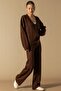V-Neck Cardigan Pants Knitwear Set Brown 9368-Tk - 2