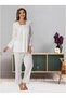 Women's Ecru Lace-Detail Design Maternity Hospital Pajama Set (Effortt) - 4