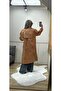 Women's Tan Nubuck Long Trench Coat - 3