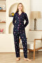 Women's Pajama Set with Peter Pan Collar - Printed and Button Closure - 100% Cotton 12353 - 5