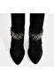 Women's Black Adjustable Belt Accessory Suede Boots - 8