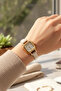 Minimal Women's Leather Cord Wristwatch with Cream Cord Strap Square Case - 2