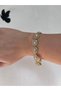 Stainless Steel Gold Stone Jewelry Model Kararmaz Water Resistant Shiny Brilliant Bracelet