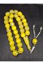 Special Large Model Yellow Color Barrel Cut Powder Amber Prayer Beads - 3