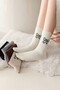 Women's 5 Pairs Premium Quality Ribbon Patterned College Socks Suitable for Daily Use - 4