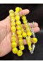 Special Large Model Yellow Color Barrel Cut Powder Amber Prayer Beads - 2