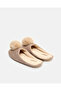 Women Beige Pom Pom Closed Toe Slipper - 4