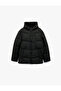 Hooded Long Sleeve Zipper Pocket Detailed Winter Puffer Coat