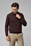 Men's Polo Neck Buttoned Knitwear Sweater Brown 26W2012